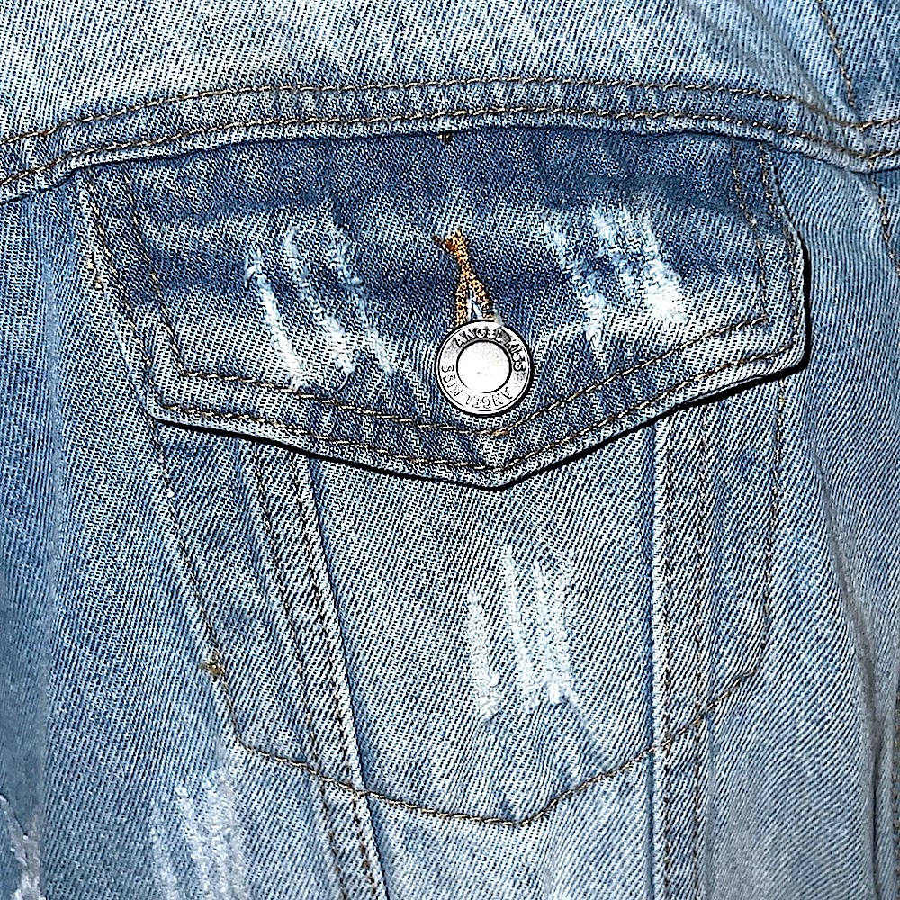 🔴 CLEARANCE🔖 ANGEL KISS EMBROIDERED STARS RIPPED DESTROYED DENIM JEAN JACKET 1X - Picture 10 of 12